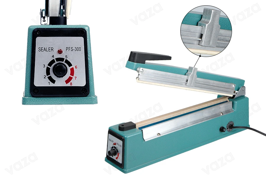 Tabletop hand held heat sealer with safety system and cutter, 30 cm seal length and 8 mm seal width Tabletop hand held heat sealer with safety system and cutter, 30 cm seal length and 8 mm seal width-image_product