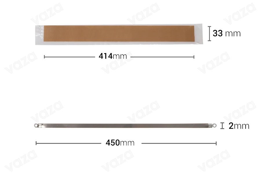 Ανταλλακτικό πανί 414x38 mm και σύρμα 450x2 mm για θερμοκολλητικό χειρός Ανταλλακτικό πανί 414x38 mm και σύρμα 450x2 mm για θερμοκολλητικό χειρός-εικόνα_διαστάσεις