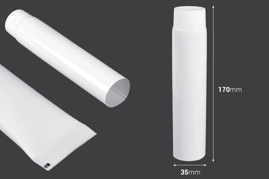 Tube en plastique de 100 ml avec revêtement intérieur en aluminium et bouchon à vis - 12 pcs