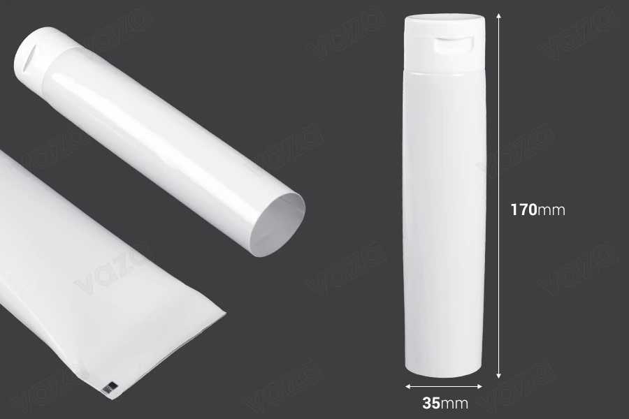 100ml plastic tube with inserted aluminum layer and flip-top cap - available in a package with 12 pcs-image_dimensions