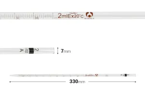 2 ml graduated glass pipette, calibrated to deliver-2