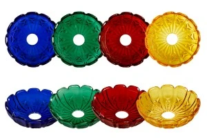 Glass plate with a center hole (26 mm) for candlesticks and chandeliers in a variety of colors-1
