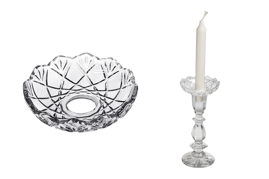Plate clear glass with center hole (26 mm) for candlesticks and chandeliers