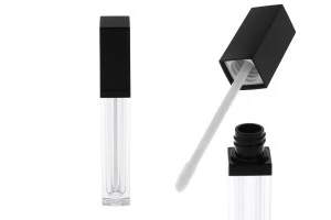 Etui acrylique pour gloss à lèvres 8 ml avec bouchon en couleur noir - 6 pcs-2