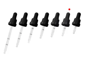 Σταγονομετρητής 10 ml με μαύρο φαρδύ καπάκι ασφαλείας, διαβάθμιση και πιπίλα σε μαύρο ΜΑΤ ή γυαλιστερό χρώμα - σε ατομική συσκευασία-6