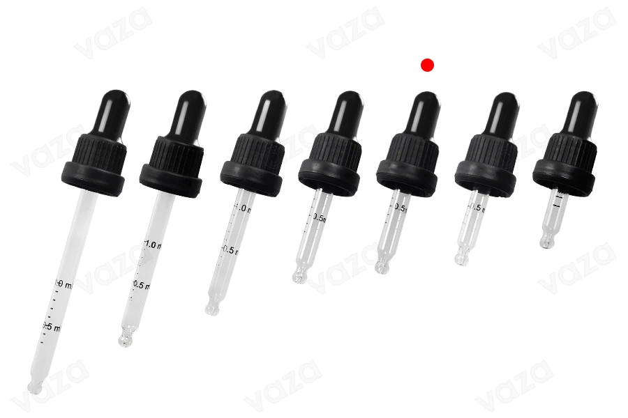 Dropper 15 ml with black wide tamper-evident cap and bulb in shiny black or MAT color - individually wrapped-image_group