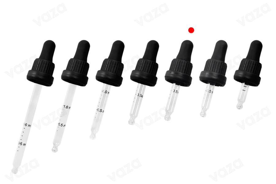 Dropper 15 ml with black wide tamper-evident cap and bulb in shiny black or MAT color - individually wrapped-image_group