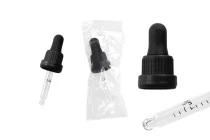 Σταγονομετρητής 20 ml με μαύρο φαρδύ καπάκι ασφαλείας, διαβάθμιση και πιπίλα σε μαύρο ΜΑΤ ή γυαλιστερό χρώμα - σε ατομική συσκευασία