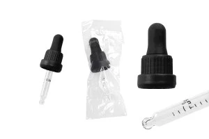 Σταγονομετρητής 20 ml με μαύρο φαρδύ καπάκι ασφαλείας, διαβάθμιση και πιπίλα σε μαύρο ΜΑΤ ή γυαλιστερό χρώμα - σε ατομική συσκευασία-2