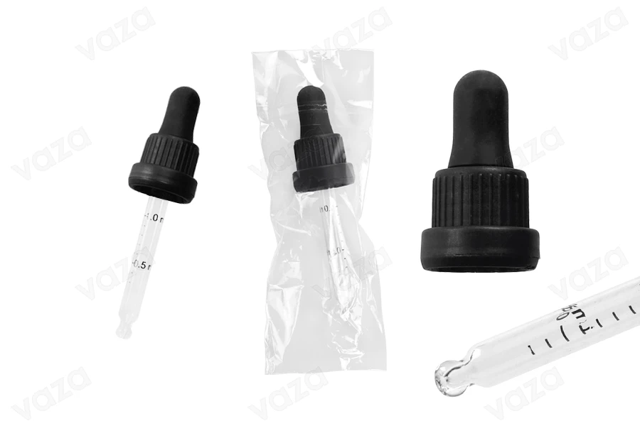Pipettenmontur 30 ml mit schwarzem, breitem Sicherheitsverschluss, Skala und schwarzem Gummi- Einzelverpackung Pipettenmontur 30 ml mit schwarzem, breitem Sicherheitsverschluss, Skala und schwarzem Gummi- Einzelverpackung-εικόνα_σύνθεση