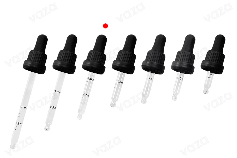 Pipettenmontur 30 ml mit schwarzem, breitem Sicherheitsverschluss, Skala und schwarzem Gummi- Einzelverpackung Pipettenmontur 30 ml mit schwarzem, breitem Sicherheitsverschluss, Skala und schwarzem Gummi- Einzelverpackung-εικόνα_διαστάσεις