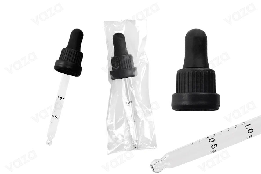 Σταγονομετρητής 50 ml με μαύρο φαρδύ καπάκι ασφαλείας, διαβάθμιση και πιπίλα σε μαύρο ΜΑΤ ή γυαλιστερό χρώμα - σε ατομική συσκευασία Σταγονομετρητής 50 ml με μαύρο φαρδύ καπάκι ασφαλείας, διαβάθμιση και πιπίλα σε μαύρο ΜΑΤ ή γυαλιστερό χρώμα - σε ατομική συσκευασία-εικόνα_σύνθεση