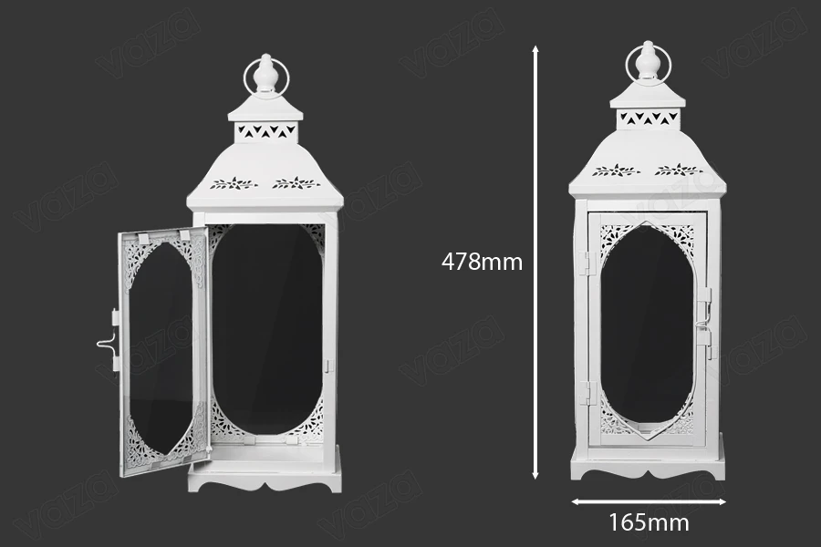 Lanterna metallica intagliata con finestre in vetro Set 3 pezzi S-M-L Lanterna metallica intagliata con finestre in vetro Set 3 pezzi S-M-L-εικόνα_σύνθεση