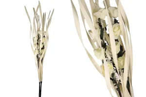 Bouquet of decorative branches and flowers 1.6 m in beige color - 3 pcs-1