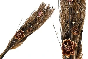 Decorative branches and flowers 80 cm in brown color-1