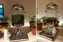 Γυάλα σερβιρίσματος μεταλλική ανοξείδωτη με πλαστικό βρυσάκι και εσωτερικό inox σωλήνα για πάγο - 8 λίτρα
