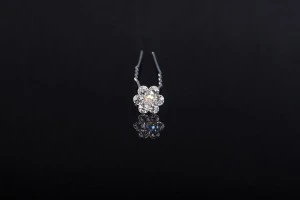 Épingle décorative en métal avec strass en forme de marguerite (largeur 11 mm) - 20pcs-1