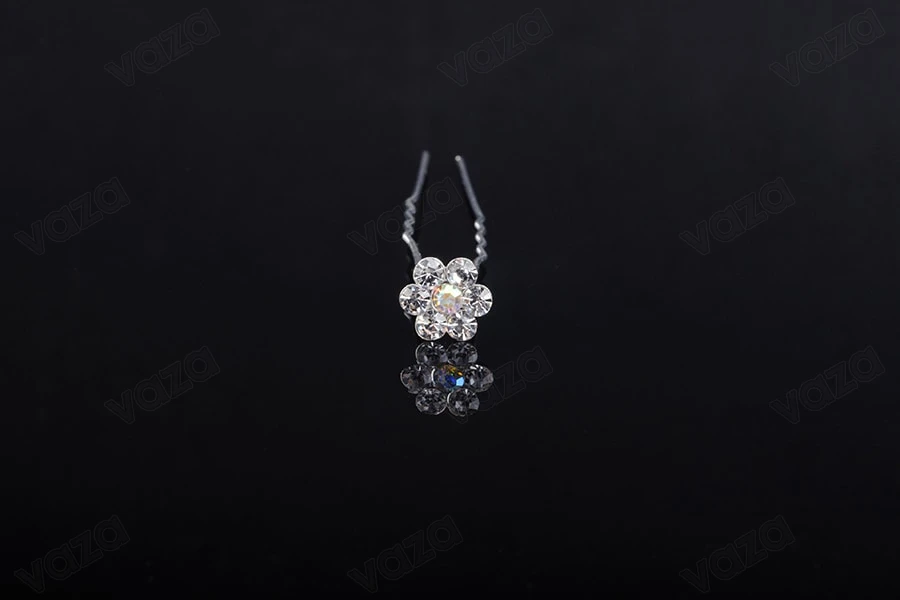 Karficë dekorative metalike me stras në formë lule margarite (gjerësi 11 mm) - 20 copë-imazh_produkt