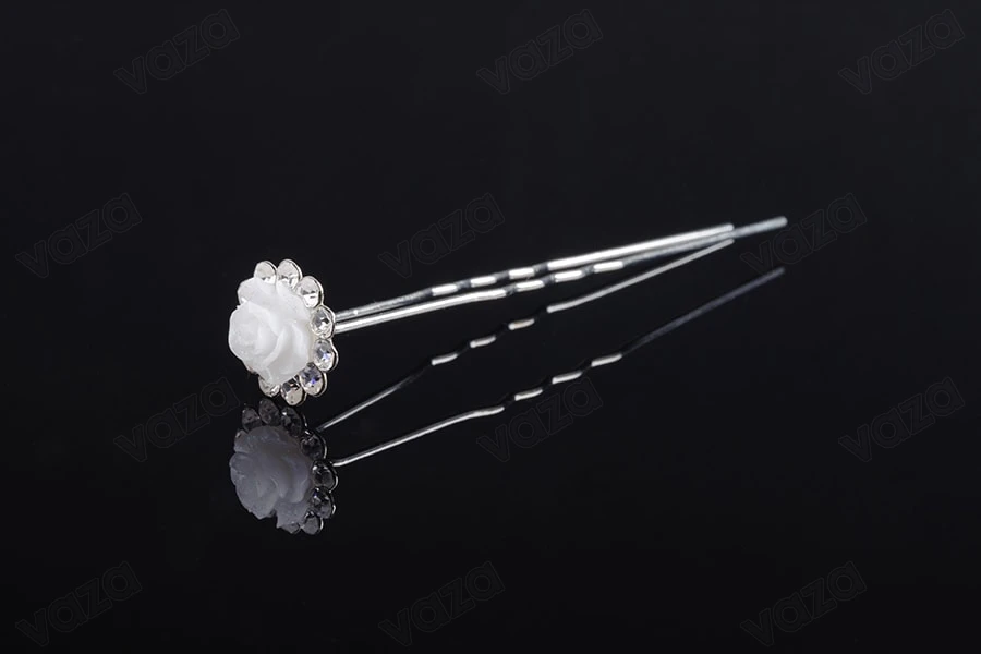 Karficë dekorative metalike me perlë në formë trëndafili (gjerësi 14 mm) - 20 copë-imazh_dimensione