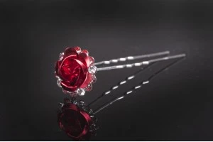 Épingle décorative en métal avec strass en forme de rose (largeur 18 mm) - 20 pièces-10