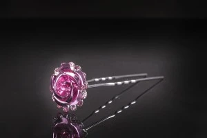 Épingle décorative en métal avec strass en forme de rose (largeur 18 mm) - 20 pièces-6