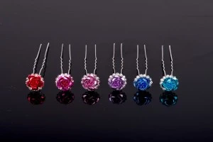Épingle décorative en métal avec strass en forme de rose (largeur 18 mm) - 20 pièces-1