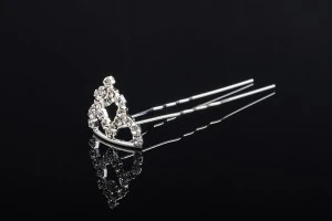 Épingle décorative en métal avec strass en forme de couronne (largeur 25 mm, hauteur 17 mm) - 20 pcs-2