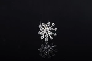Épingle décorative en métal avec strass en forme de fleur (largeur 25 mm, hauteur 17 mm) - 20 pcs-1