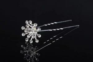 Épingle décorative en métal avec strass en forme de fleur (largeur 25 mm, hauteur 17 mm) - 20 pcs-2