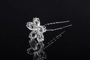 Épingle décorative en métal avec des pierres en forme de fleur (largeur 27 mm) - 20 pièces-2