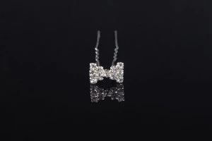 Épingle décorative en métal avec strass en forme de noeud (largeur 14 mm, hauteur 9 mm) - 20 pcs-1