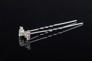 Épingle décorative en métal avec strass en forme de noeud (largeur 14 mm, hauteur 9 mm) - 20 pcs-2