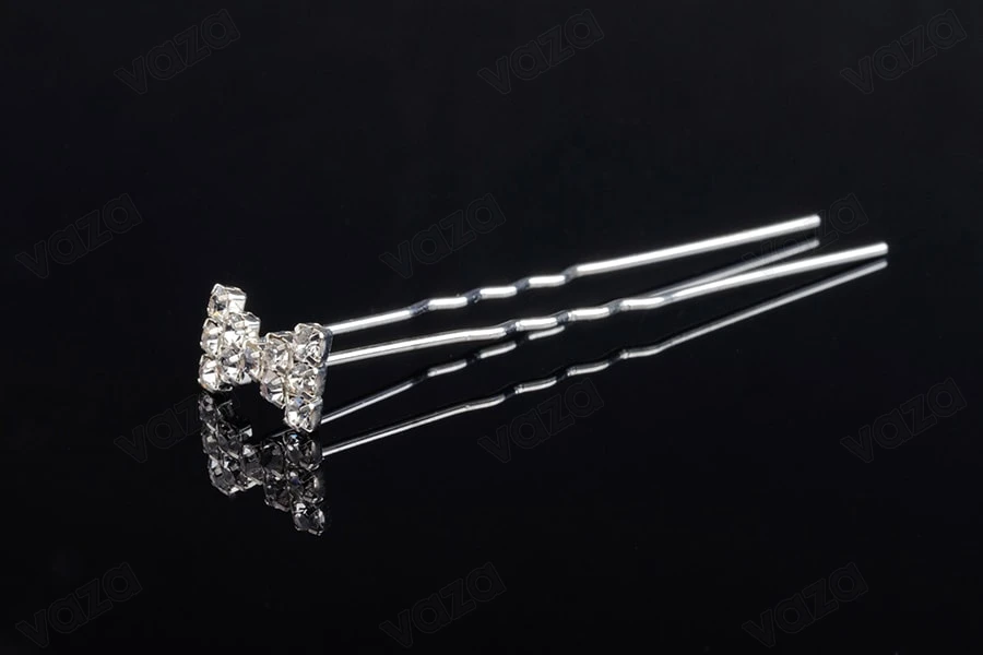 Pin dekoratives Metall Strass in einer Bogenform (Breite 14 mm, Höhe 9 mm) - 20 PC-bildabmessungen