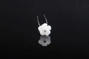 Épinge décorative en métal avec perle et strass en forme de rose (largeur 12 mm) - 20 pièces-1