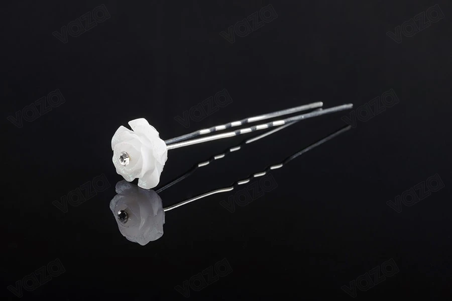 Pin dekoratives Metall mit Perlen und Strass in Rose Form (12 mm Breite) - 20 PC-bildabmessungen