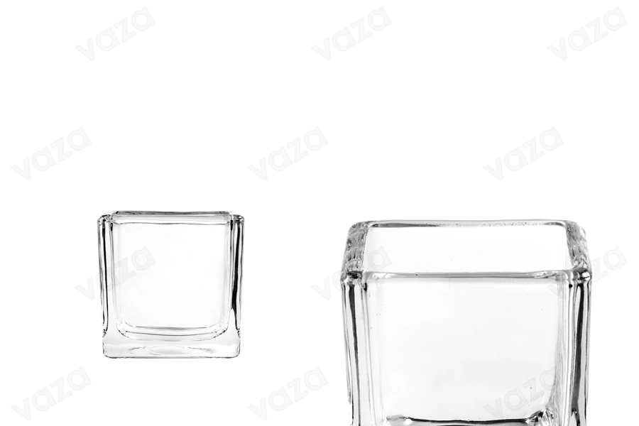 Vazo qelqi dekorative katrore për qirinj 52x50 mm Vazo qelqi dekorative katrore për qirinj 52x50 mm-imazh_dimensione