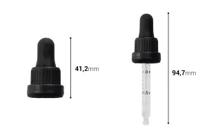 Σταγονομετρητής 30 ml με μαύρο φαρδύ καπάκι ασφαλείας, διαβάθμιση και πιπίλα σε μαύρο ΜΑΤ ή γυαλιστερό χρώμα - σε ατομική συσκευασία-3