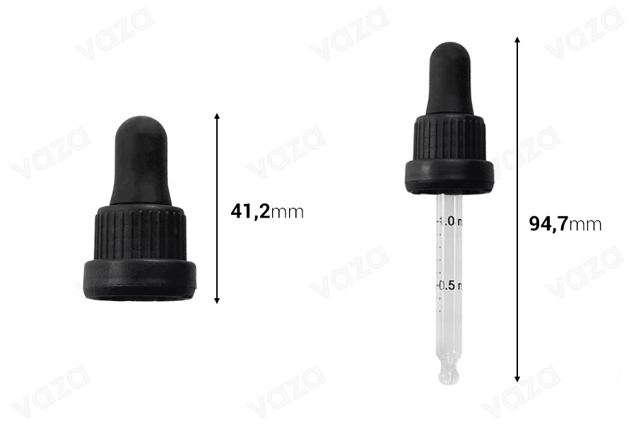 Pipettenmontur 30 ml mit schwarzem, breitem Sicherheitsverschluss, Skala und schwarzem Gummi- Einzelverpackung Pipettenmontur 30 ml mit schwarzem, breitem Sicherheitsverschluss, Skala und schwarzem Gummi- Einzelverpackung-εικόνα_σύνθεση
