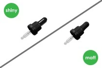 Contagocce da 5 ml con ampio tappo di sicurezza nero, scala graduata e pipetta, disponibile in nero opaco o lucido - confezionato singolarmente.