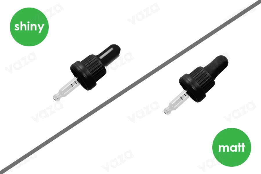 Σταγονομετρητής 5 ml με μαύρο φαρδύ καπάκι ασφαλείας, διαβάθμιση και πιπίλα σε μαύρο ΜΑΤ ή γυαλιστερό χρώμα - σε ατομική συσκευασία-εικόνα_προϊοντική