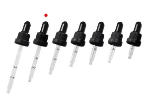 Σταγονομετρητής 50 ml με μαύρο φαρδύ καπάκι ασφαλείας, διαβάθμιση και πιπίλα σε μαύρο ΜΑΤ ή γυαλιστερό χρώμα - σε ατομική συσκευασία-6