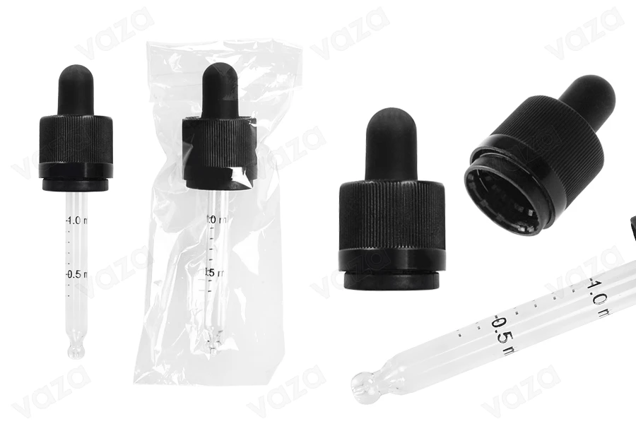 Calibrated clear glass CRC dropper 30 ml with rubber teat in black color-image_product