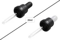 20 ml dropper with black wide safety cap, no rating and semi-transparent or black MAT pacifier - individually wrapped 20 ml dropper with black wide safety cap, no rating and semi-transparent or black MAT pacifier - individually wrapped