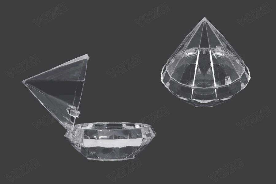 Kutia për martesë - favor për pagëzim, plastike në formën e një diamanti - 12 copë Kutia për martesë - favor për pagëzim, plastike në formën e një diamanti - 12 copë-imazh_dimensione