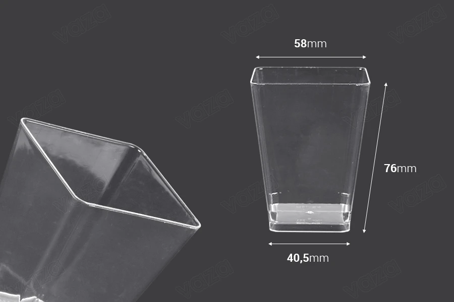 Cup (bowl) 150 ml square for sweets - 25 pcs-photo_dimensions