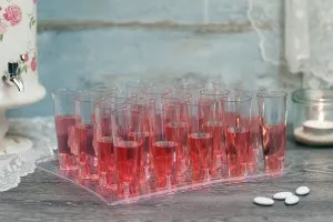 Ensemble de mariage : Plateau avec 20 verres en plastique pour les boissons et le champagne-2