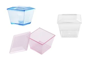 70ml dessert serving square plastic bowl with lid - available in a package with 100 pcs-1