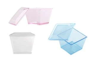 70ml dessert serving square plastic bowl with lid - available in a package with 100 pcs-2
