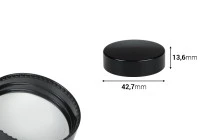 Black matte plastic cap with inner liner Black matte plastic cap with inner liner