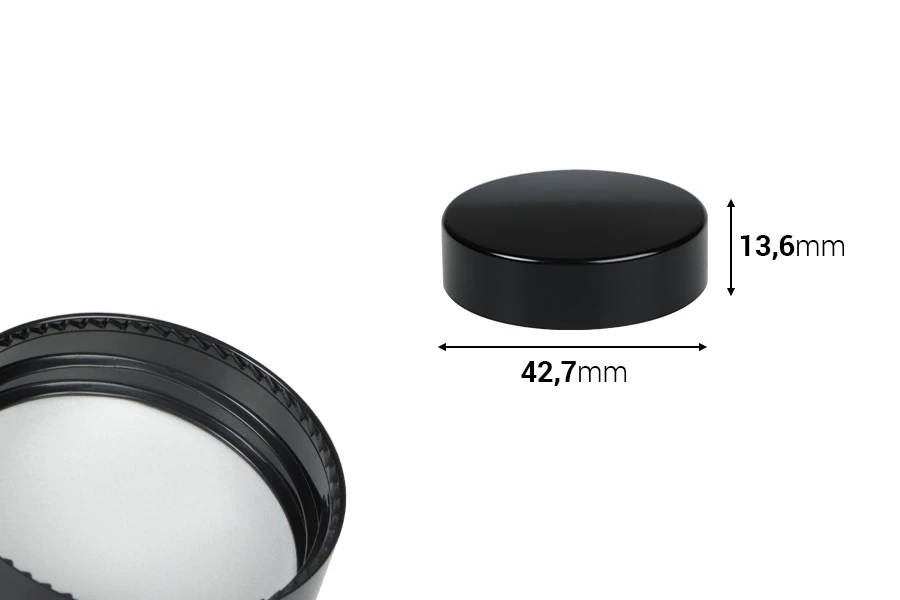 Black matte plastic cap with inner liner Black matte plastic cap with inner liner